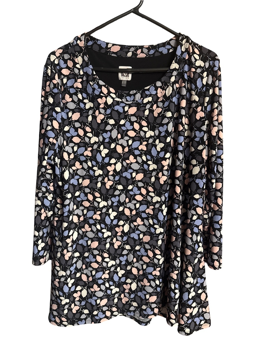 Anne Klein Black Floral Sleeveless Blouse Size XL